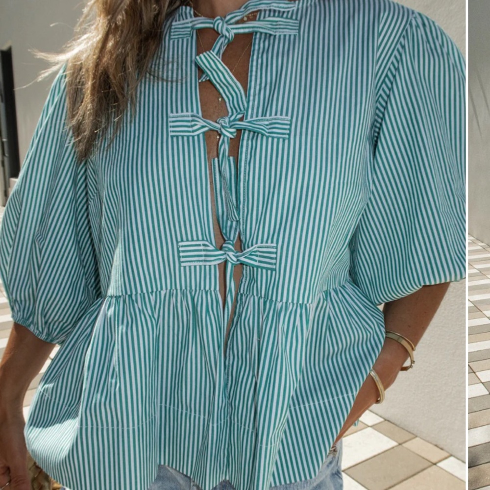 Sonia Bow Detail Puff Sleeve Top